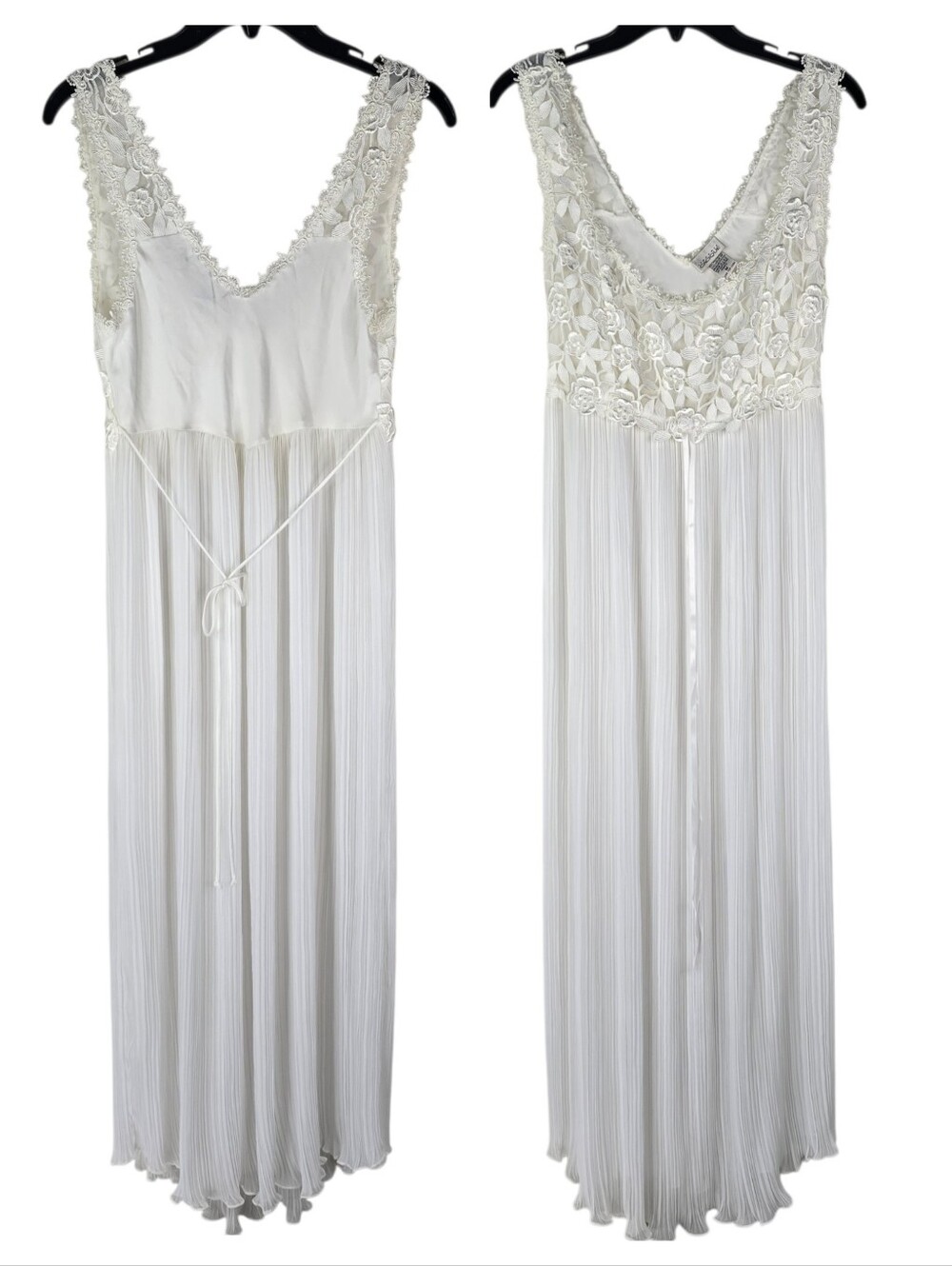 Vintage Cacique Womens Medium Y2k Fairy Lace Bridal Pleated Nightgown Lingerie